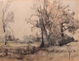 Arend Jan van Driesten, landscape drawing, 1912