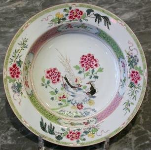 Chinese famille rose plate, 18th C.