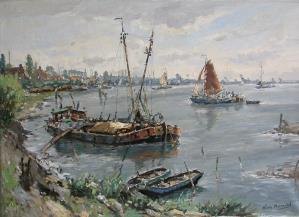 Henk Bellaard (1896-1975), View on the river Lek, 20th C.
