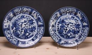 Japanese blue and white plates, ± 1700